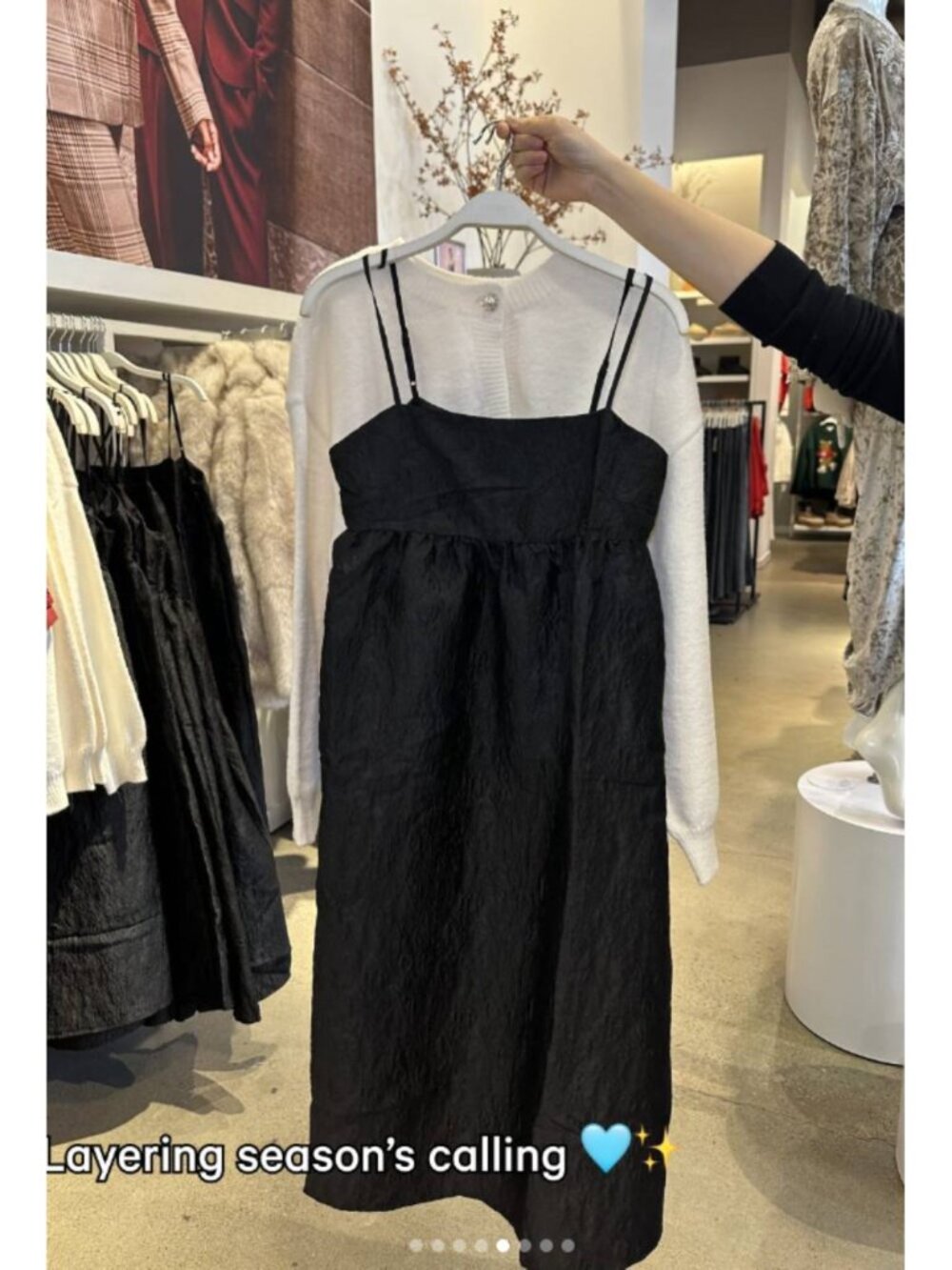 Joe Fresh Spaghetti Strap Jacquard Midi Black Dress - Picture 4 of 5